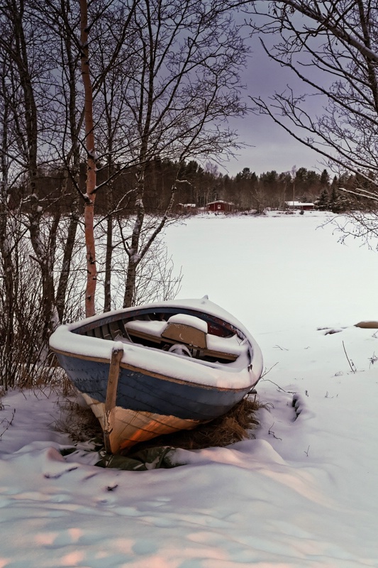Fishing Boat Under Snow