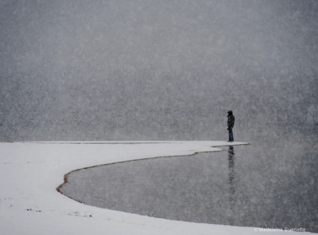 Alone on the snowy beach