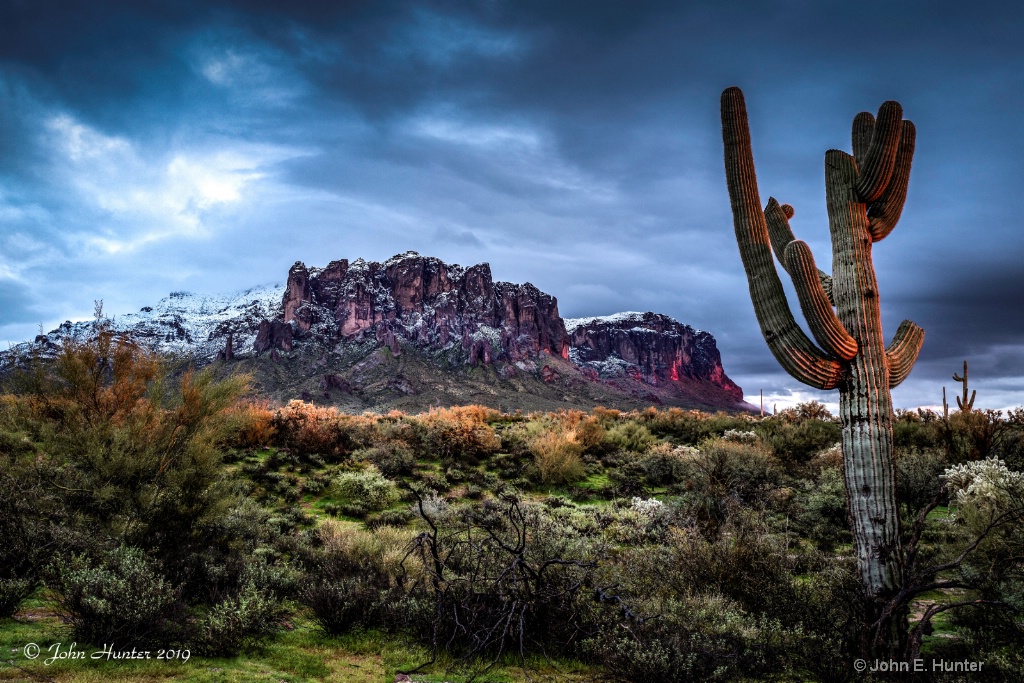 Snow on the Superstition Mountains 2019