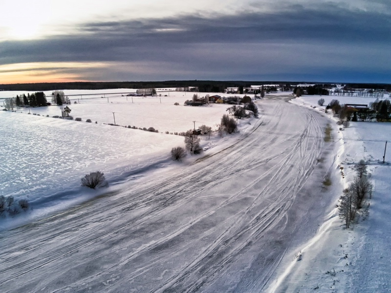 Aerial View Of The Icy River 