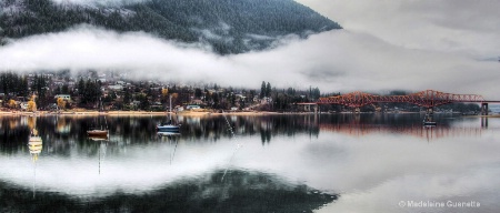 Kootenay lake in the fog