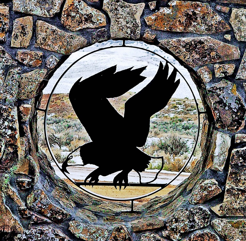 Circle Eagle in stone fence