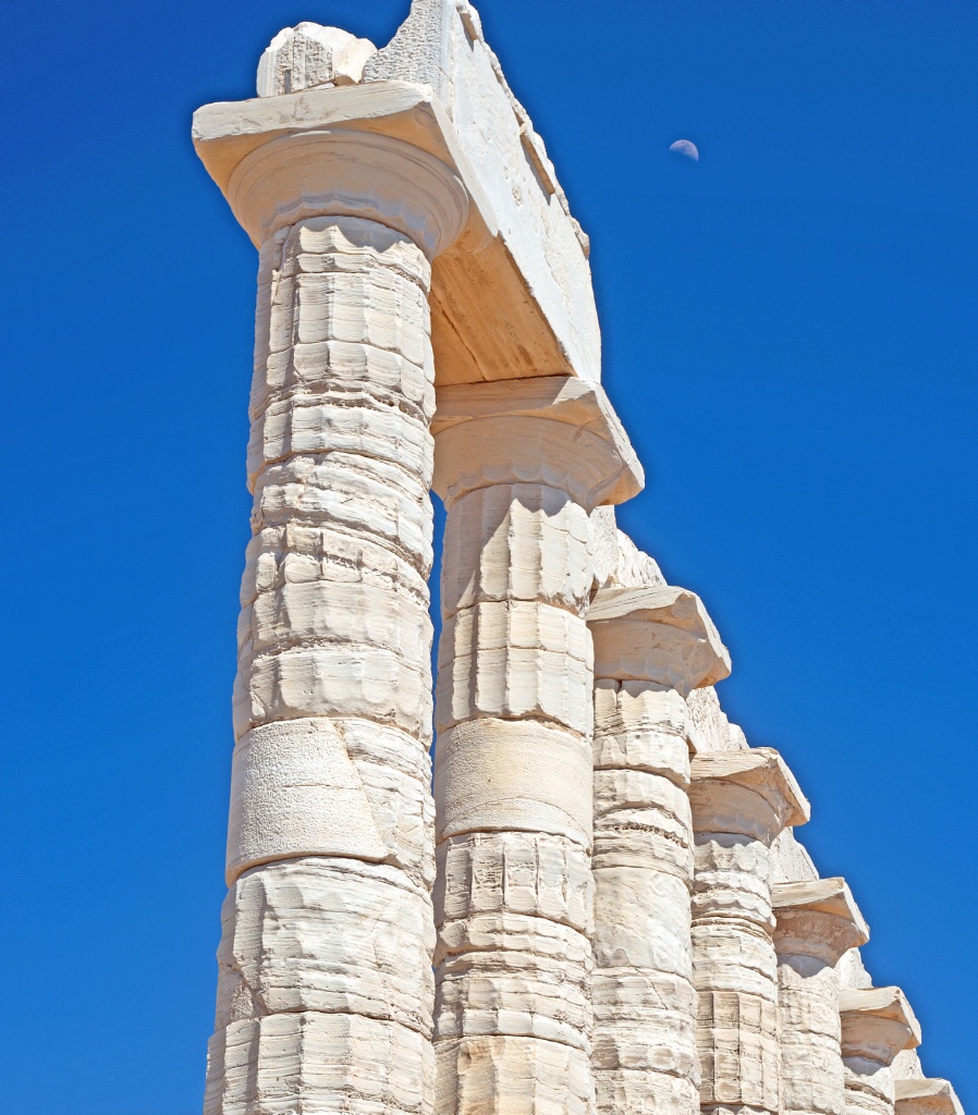 Ancient columns and the moon.